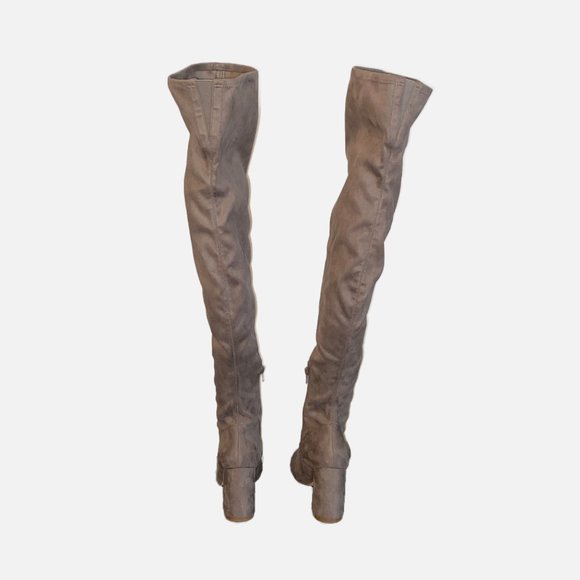 Marc Fisher Ltd Tan Faux Suede Thigh High Block Heel Boots 6.5 - Picture 3 of 10